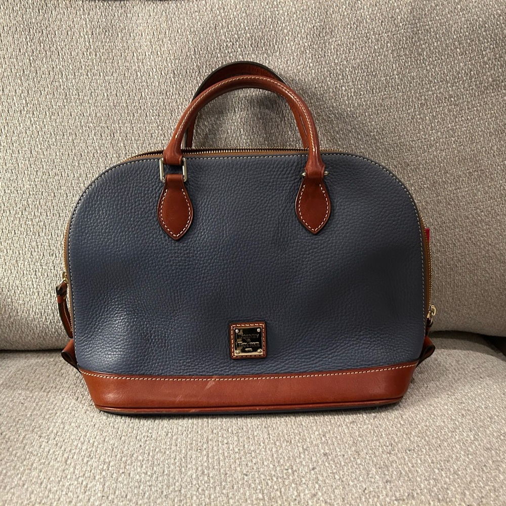 Dooney & Bourke Blue and Brown Leather Satchel